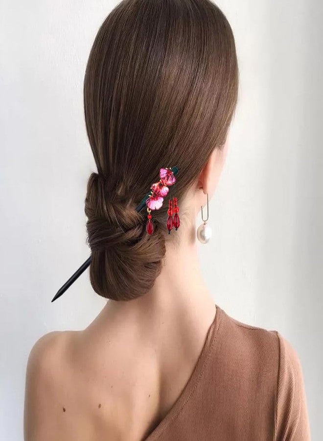 Arvintas 4 PACK Chinese Hair Chopsticks for Women, Wooden Hair Accessories, Japanese Hair Stick, Retro Tassel Retro Handmade Hairpins Flower Tassel Hair Chopsticks for Long Hair - Image 3